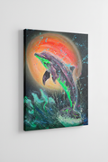 Dolphin Splash Canvas Print Mockup