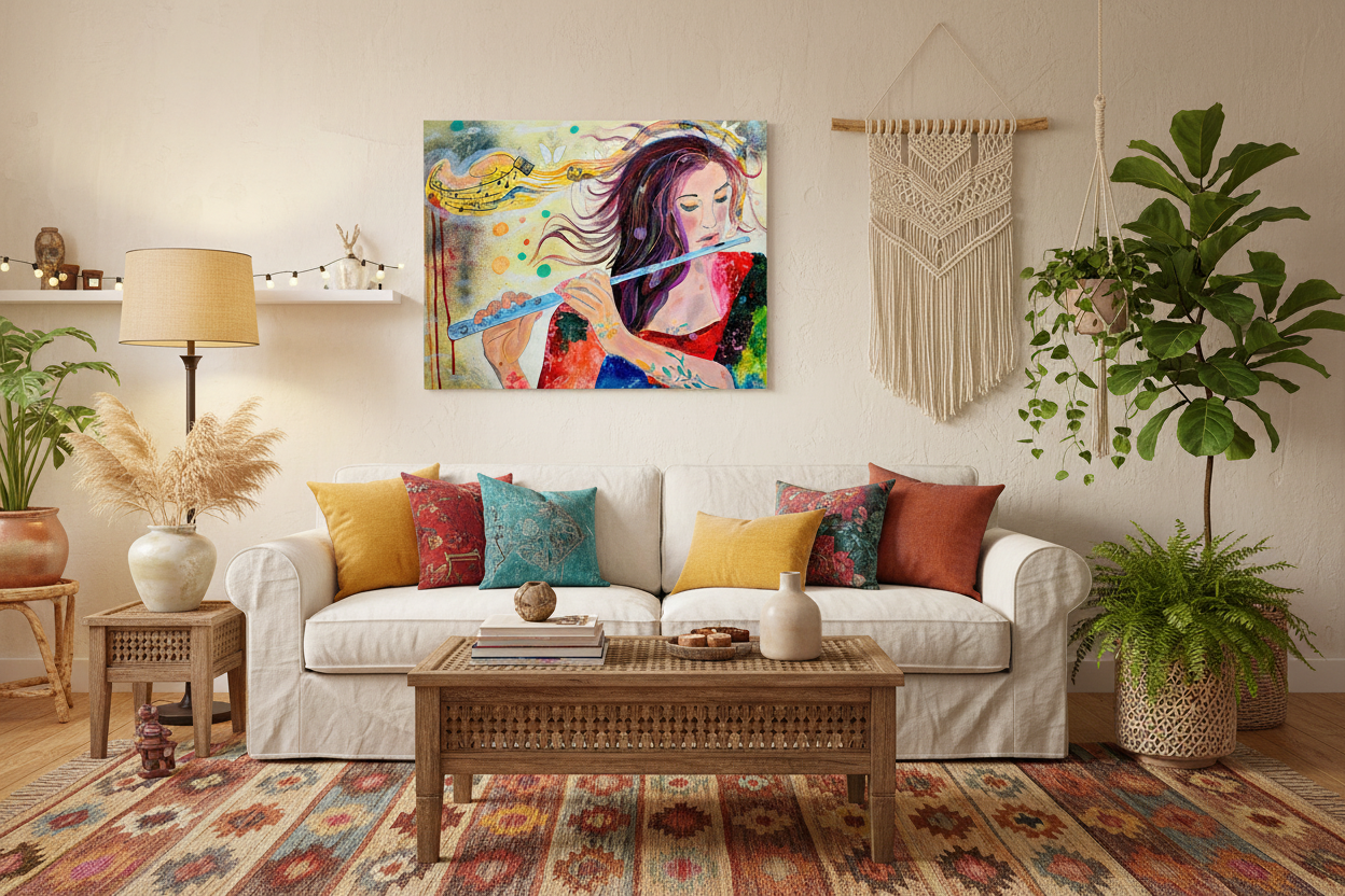 Flutist Affair Boho Room Mockup