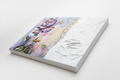 Purple rose mixed media painting with white gallery wrap canvas edges