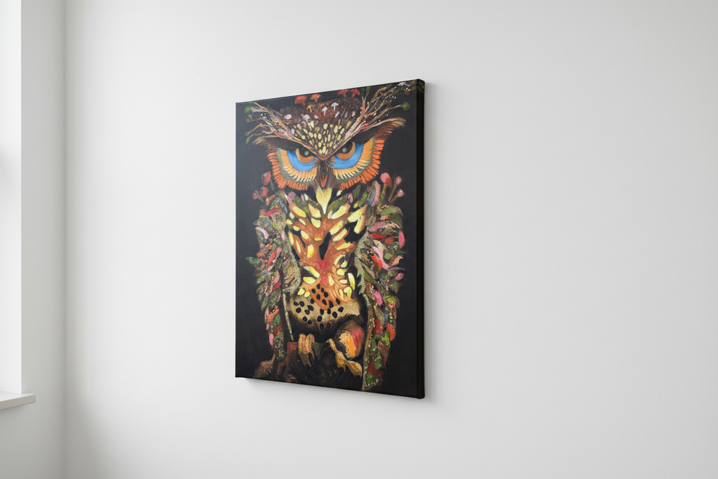 Whimsical Owl Canvas Print Mockup