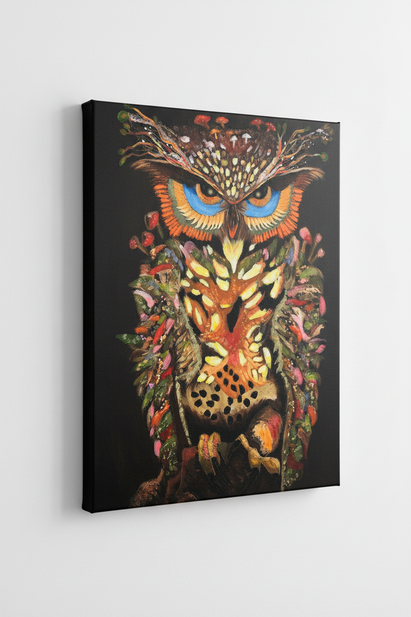 Whimsical Owl Canvas Print Mockup